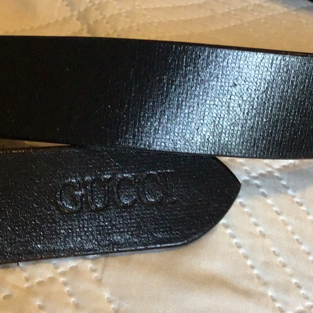 Gucci Black Leather Men's Belt with Silver-Tone Buckle - Picture 3 of 8